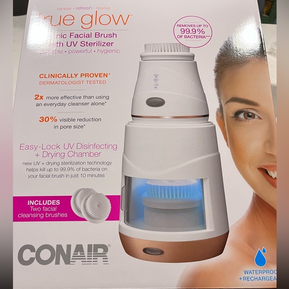 CONAIR NIB AUTHENTIC TRUE GLOW SONIC FACIAL BRUSH WITH UV STERILIZER - Picture 9 of 11